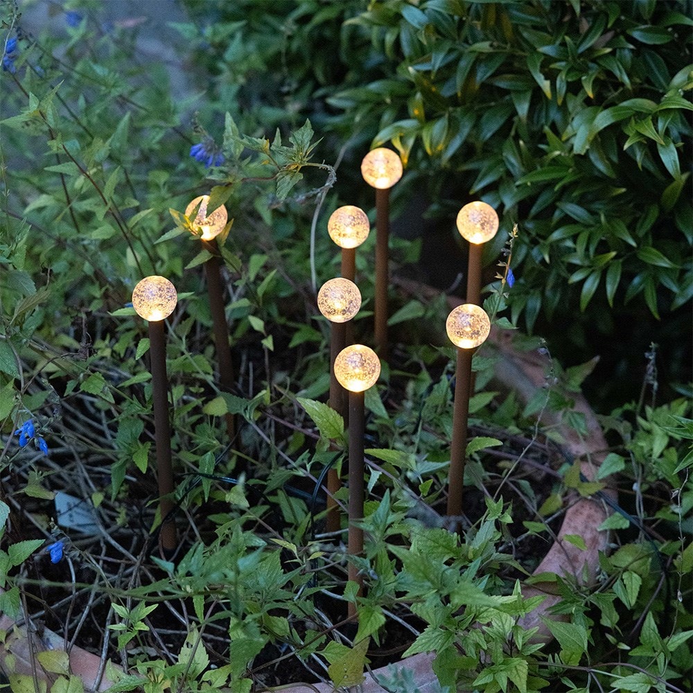 Outdoor stake mini ball lights - rust