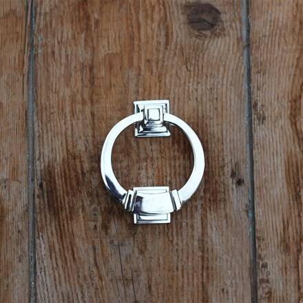 Chrome deco ring door knocker
