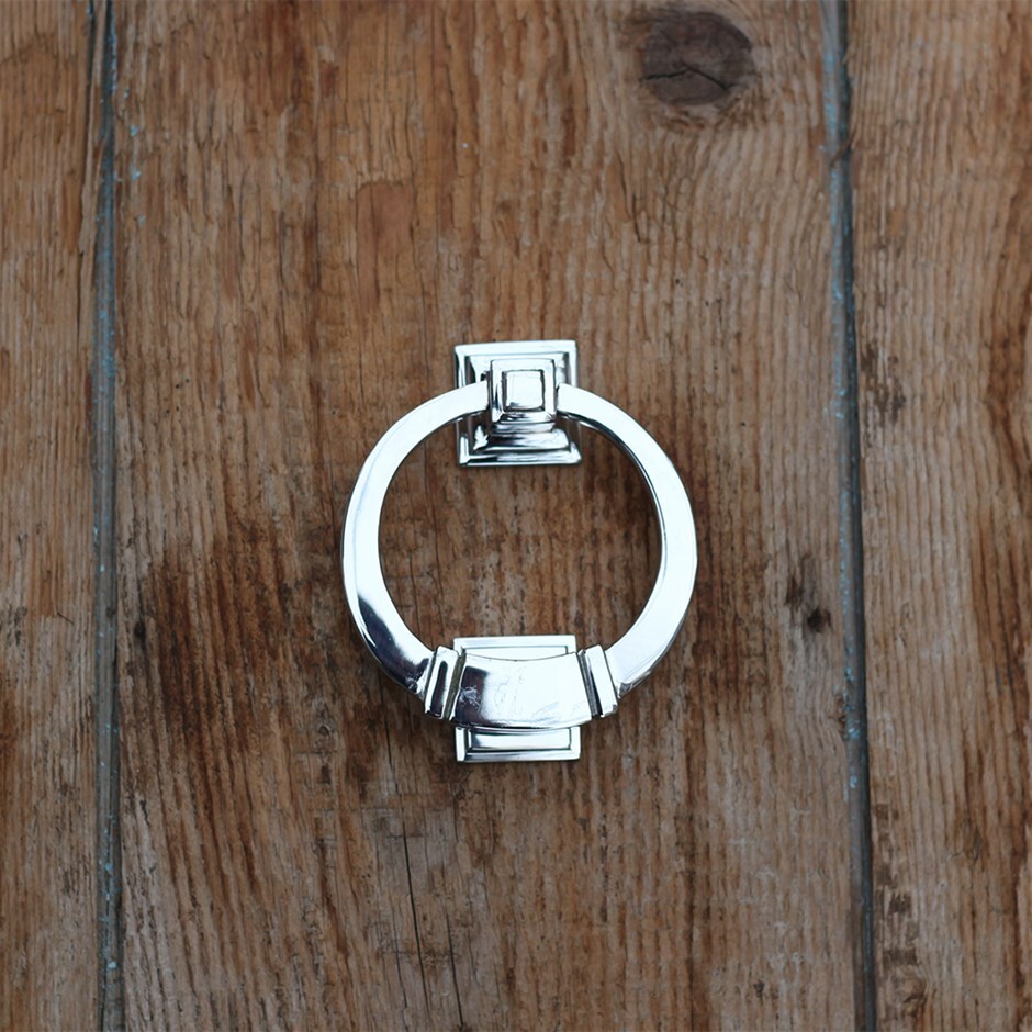 Chrome deco ring door knocker
