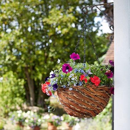 Swirl rattan hanging basket