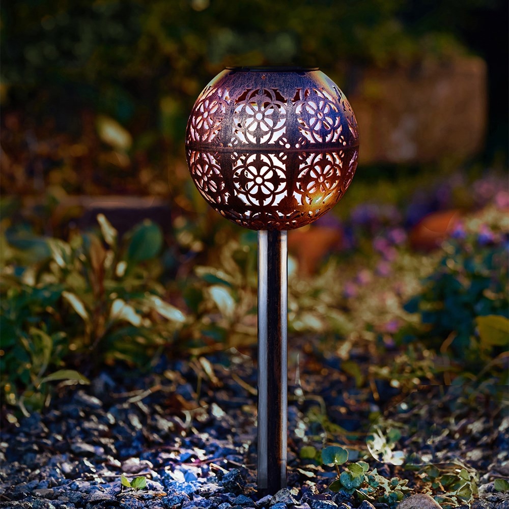 Solar damasque sphere stake light