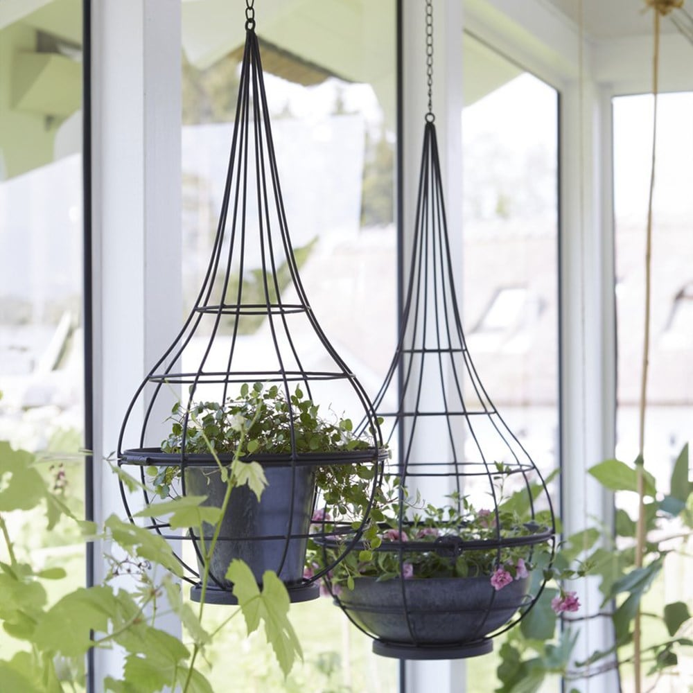 Teardrop cage hanging baskets - set of 2