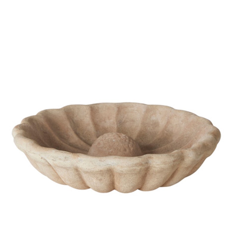 Antique terracotta flower birdbath