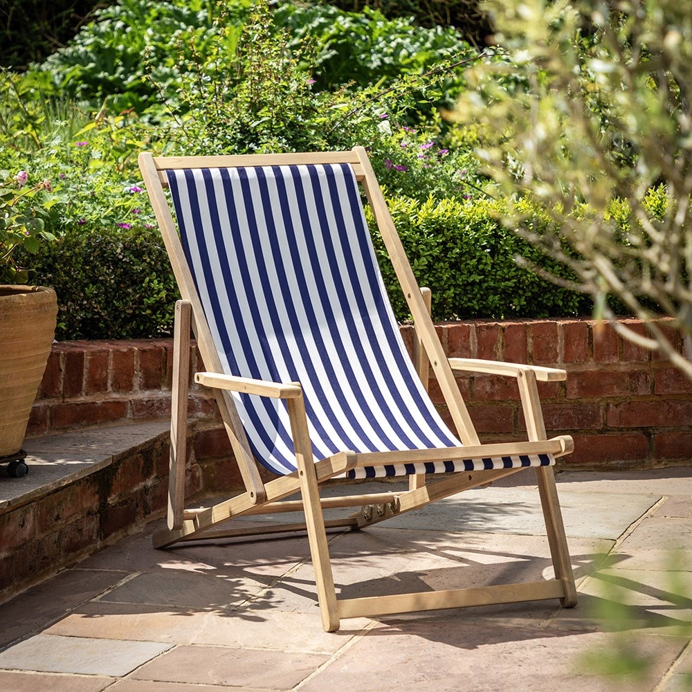 Blue stripe deck chair