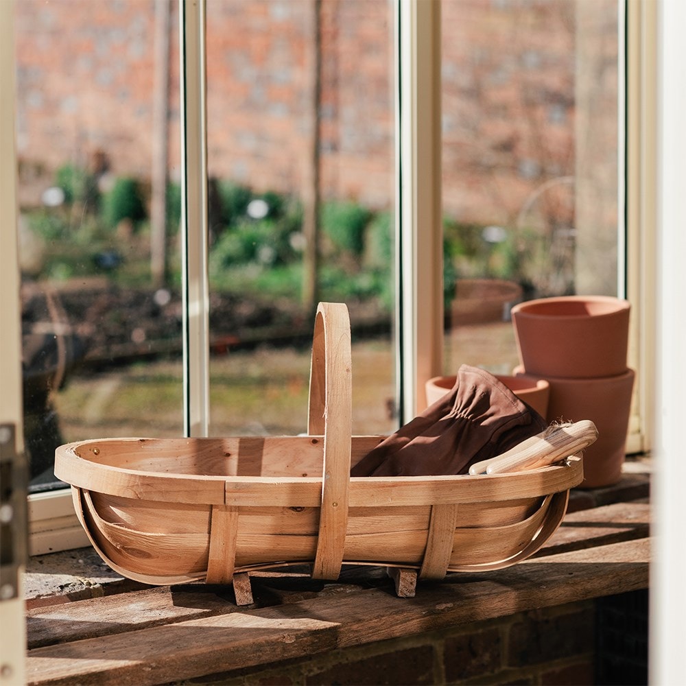 Large wooden garden trug