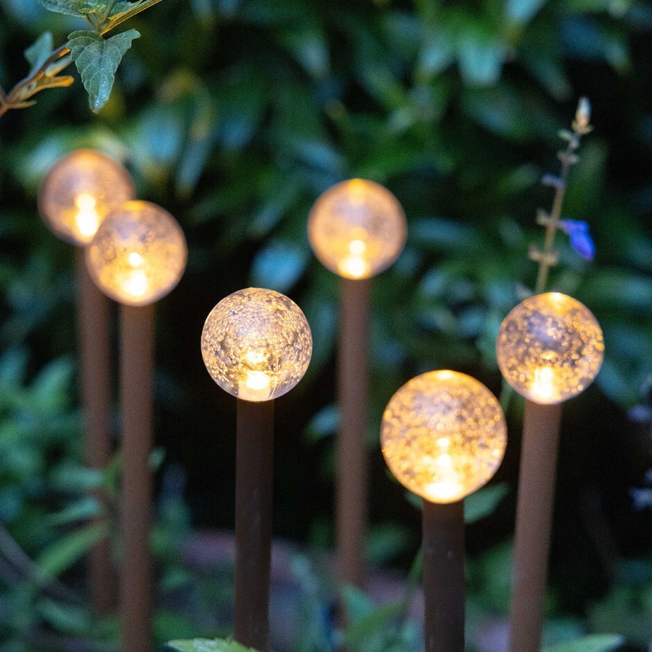 Outdoor stake ball lights - rust