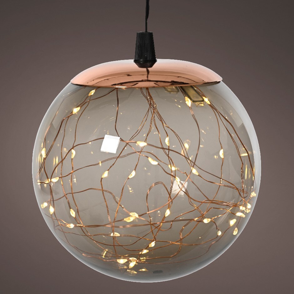 Outdoor LED hanging ball light - grey