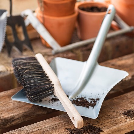 Beech and steel dustpan and brush