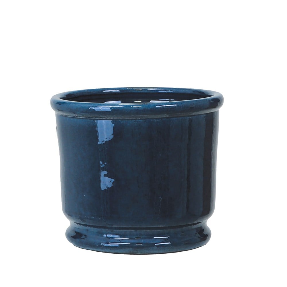 Glazed urn plant pot - blue