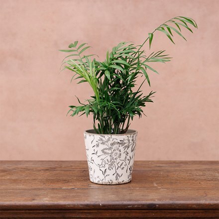 Vintage floral print plant pot - grey