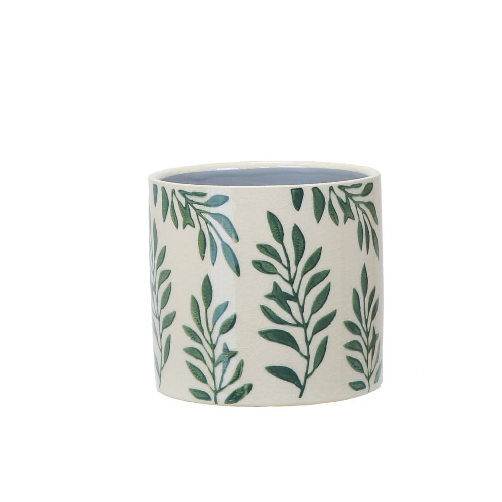 Leaf print plant pot - green