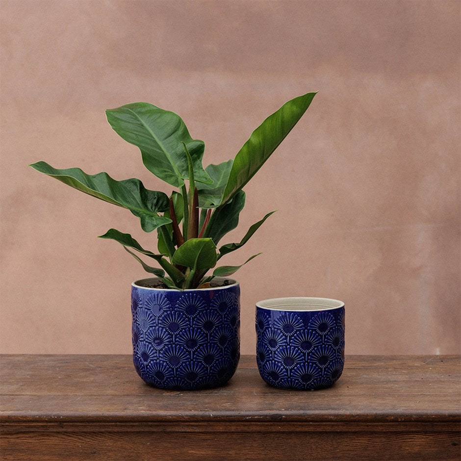 Deco glazed plant pot - cobalt blue