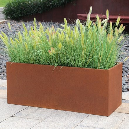Corten steel trough planter