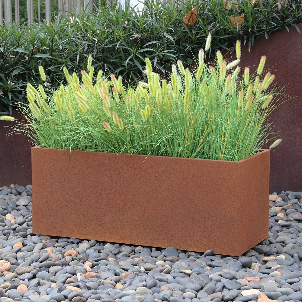 Corten steel trough planter