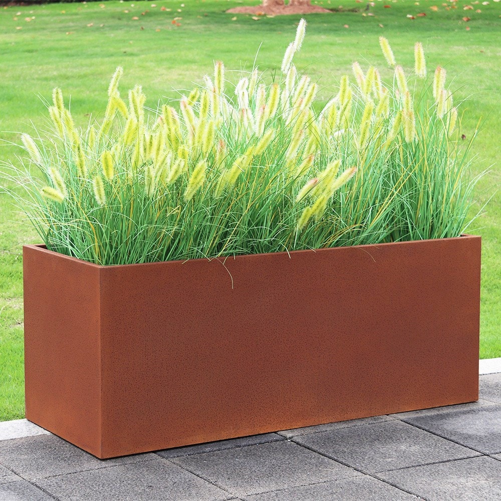 Corten steel trough planter