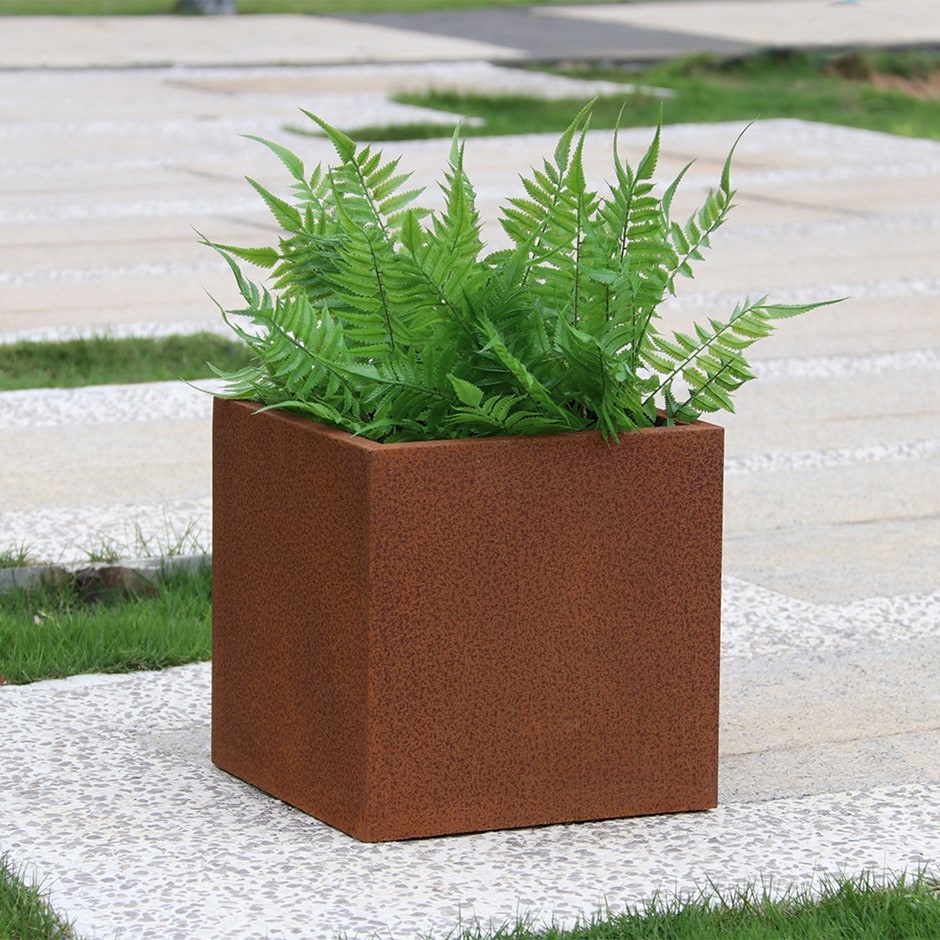 Corten steel planter - square