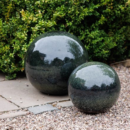 Glazed terracotta decorative sphere - moss
