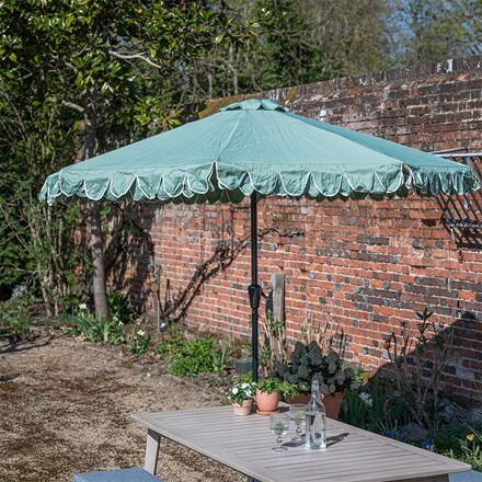 Contrast trim scallop edge parasol - sage