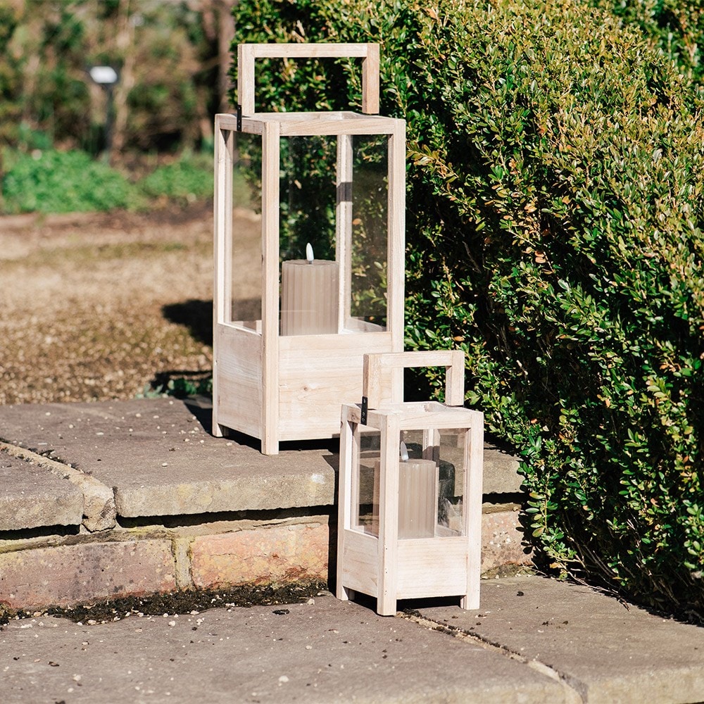 Wood and glass lanterns