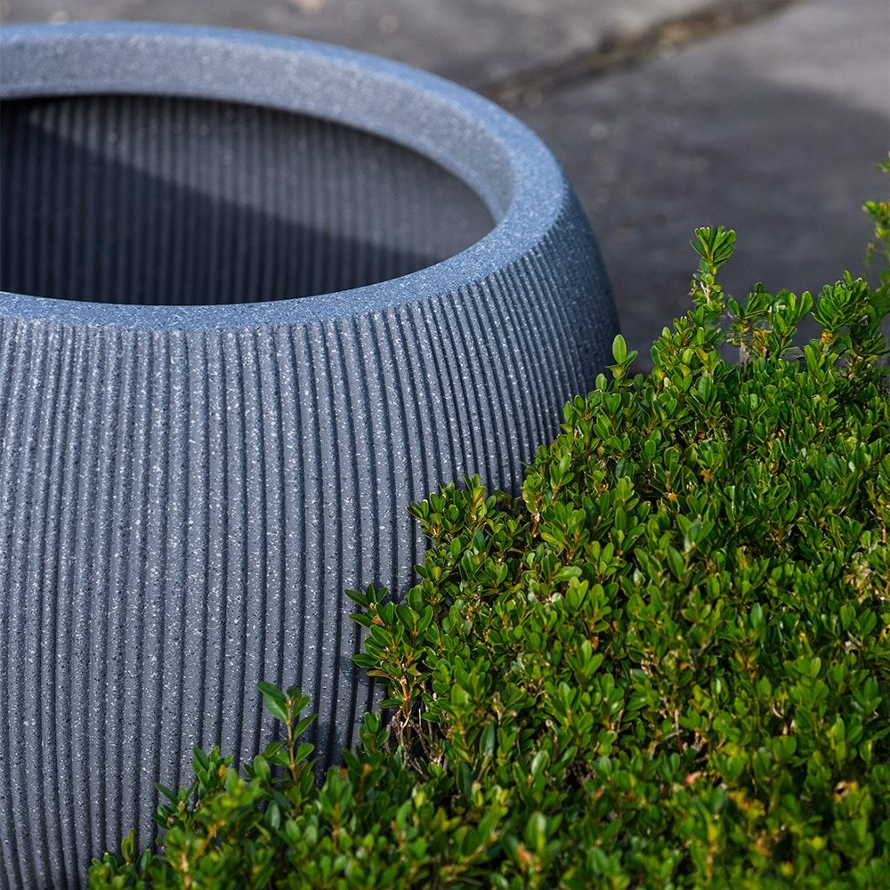 Set of two lightweight bowl planters - charcoal grey