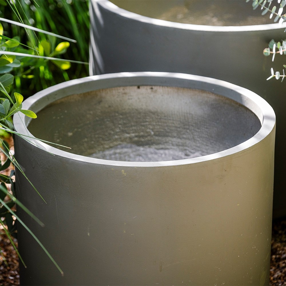 Set of three cylinder footed planters - khaki 
