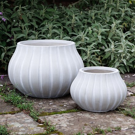 Set of two bulb shaped planters - weathered grey