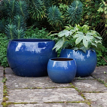 Deep bowl planter - blue