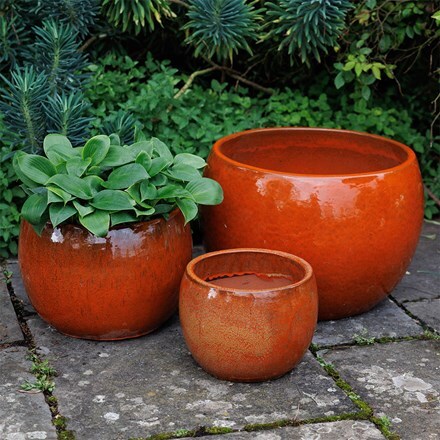 Deep bowl planter - rust orange