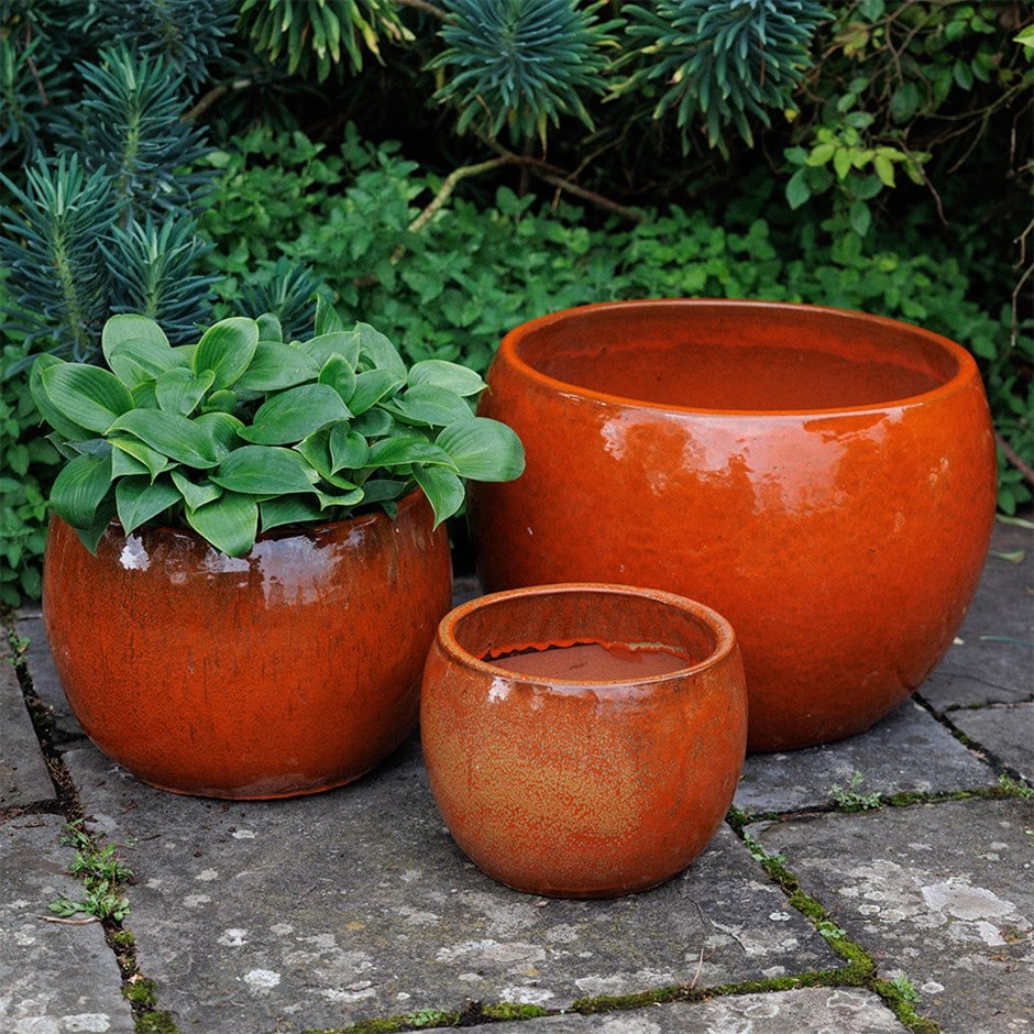 Deep bowl planter - rust orange