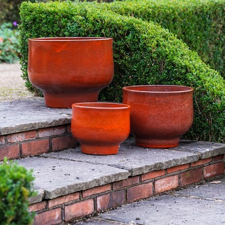 Glazed ceramic planter - deep orange