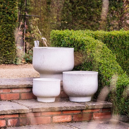 Glazed ceramic planter - whitewash
