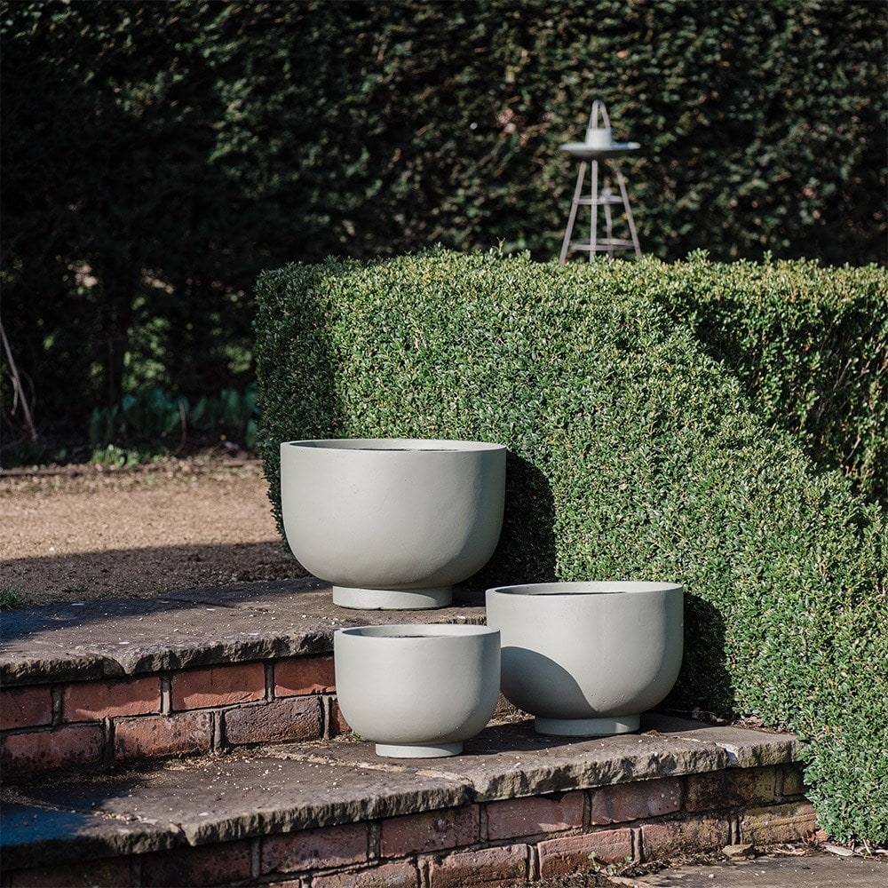 Set of three bowl pots - smooth khaki