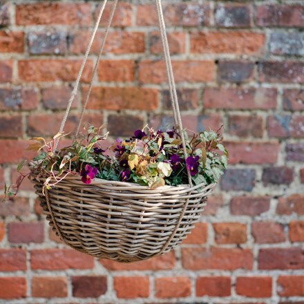 Large wicker hanging bowl