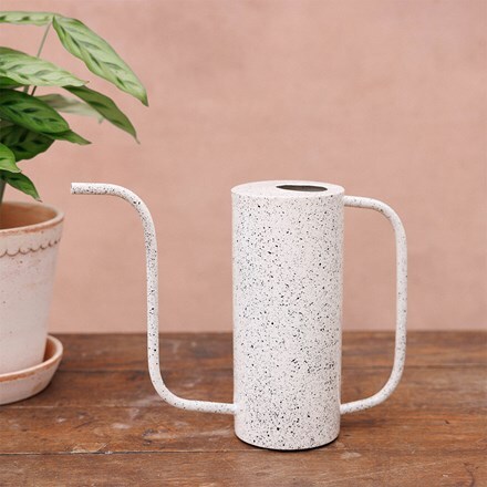 Indoor speckled watering can - white