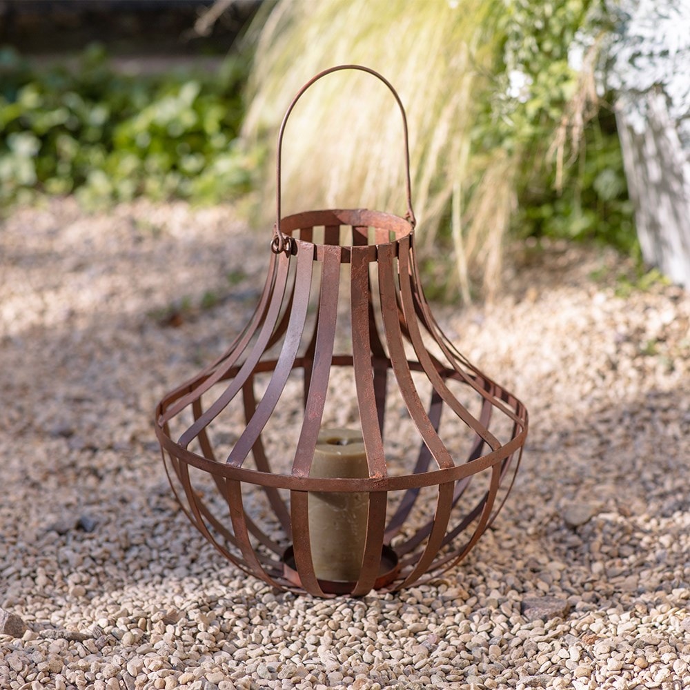 Rustic iron candle lantern