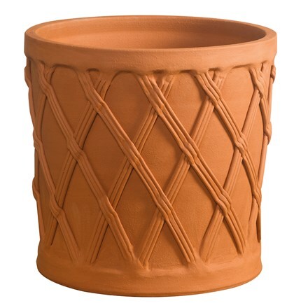 Terracotta basket barrel pot