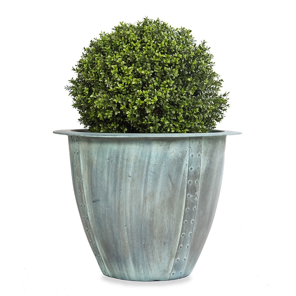 Lightweight riveted beaten copper effect planter
