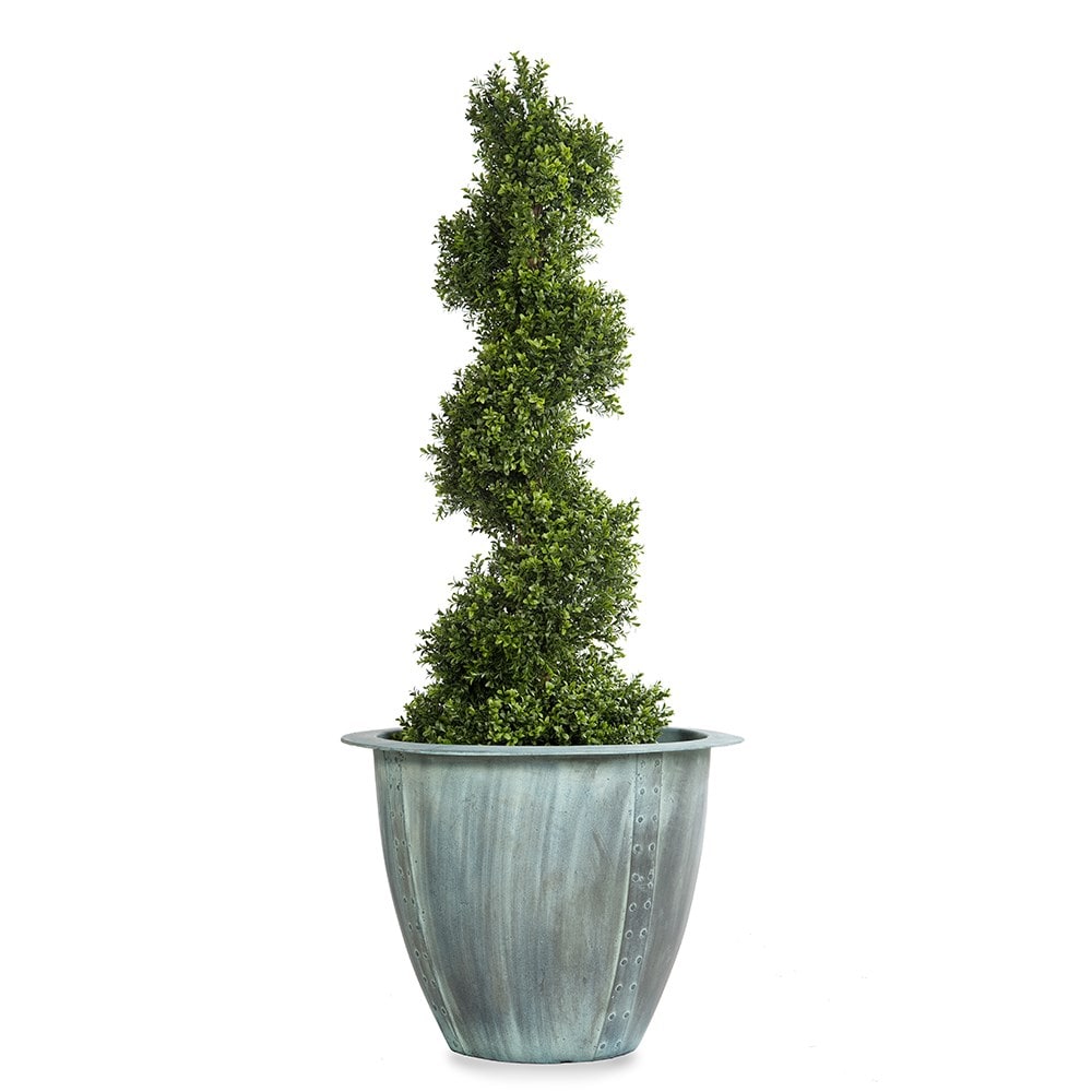 Lightweight riveted beaten copper effect planter
