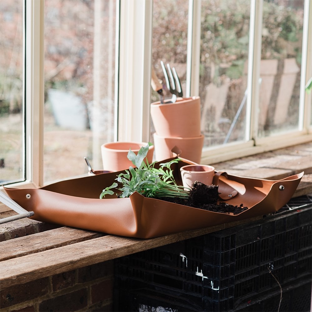 Vegan leather potting mat