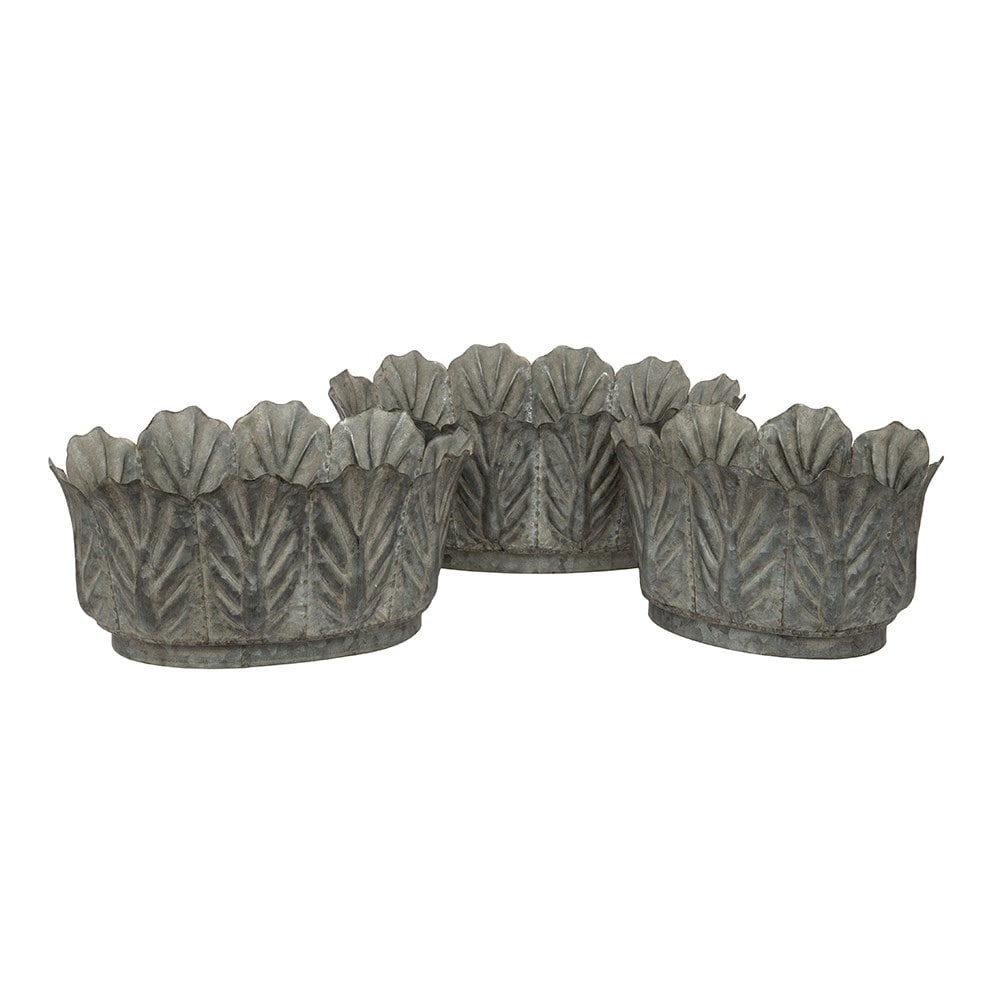 Metal leaf bowl planters - set of three