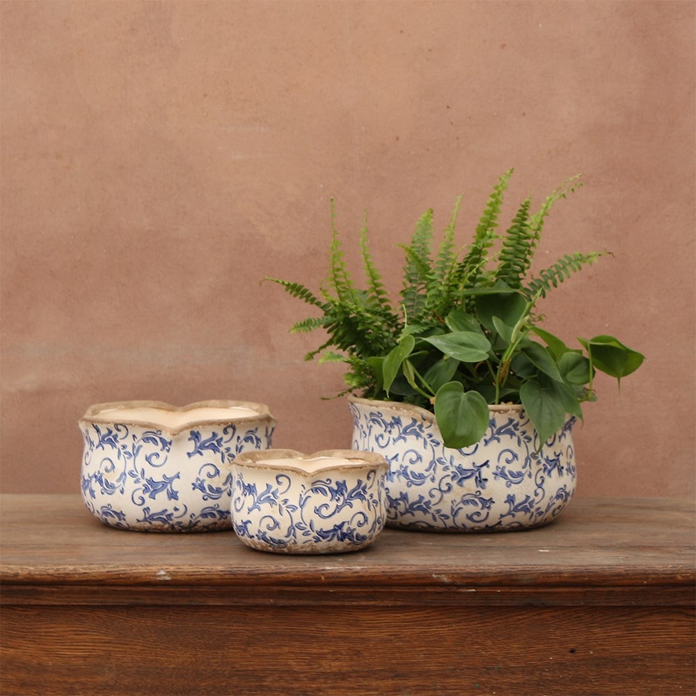 Scallop bowl planters - set of three