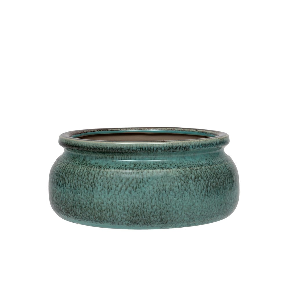 Low glazed bulb bowl - blue
