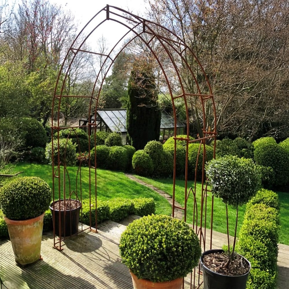Gothic clematis garden arch - rust