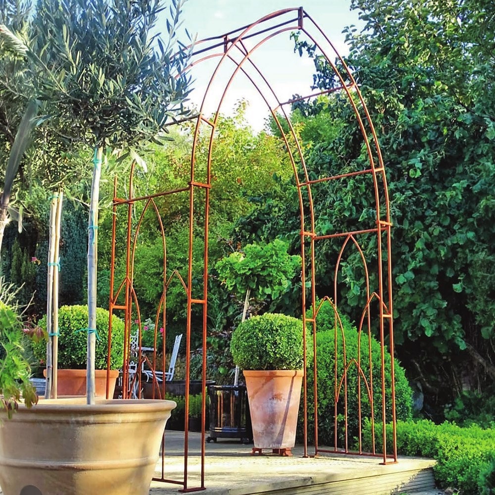 Gothic clematis garden arch - rust