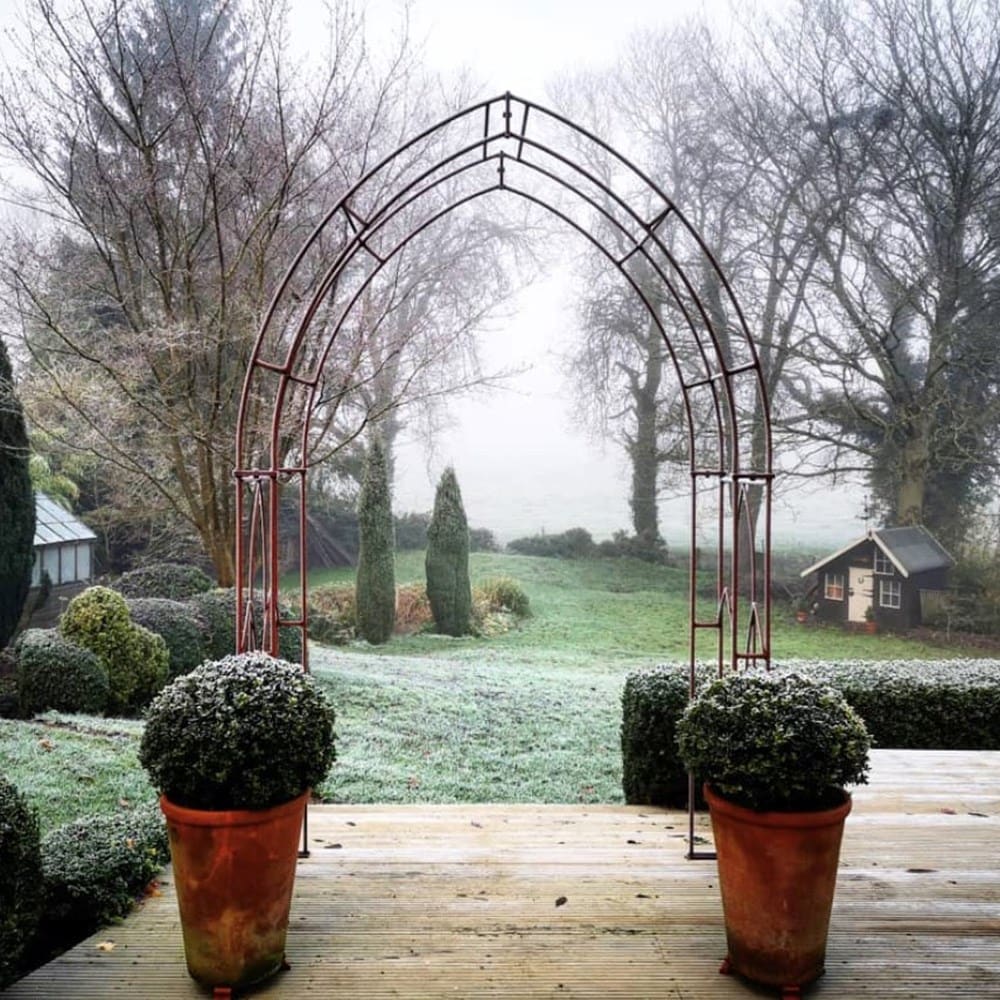 Gothic clematis garden arch - rust