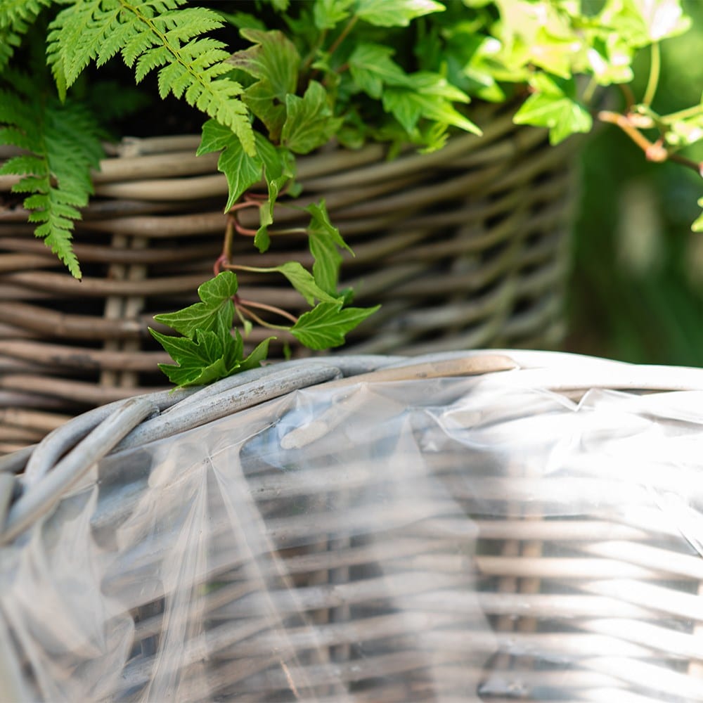 Set of three weatherproof basket planters