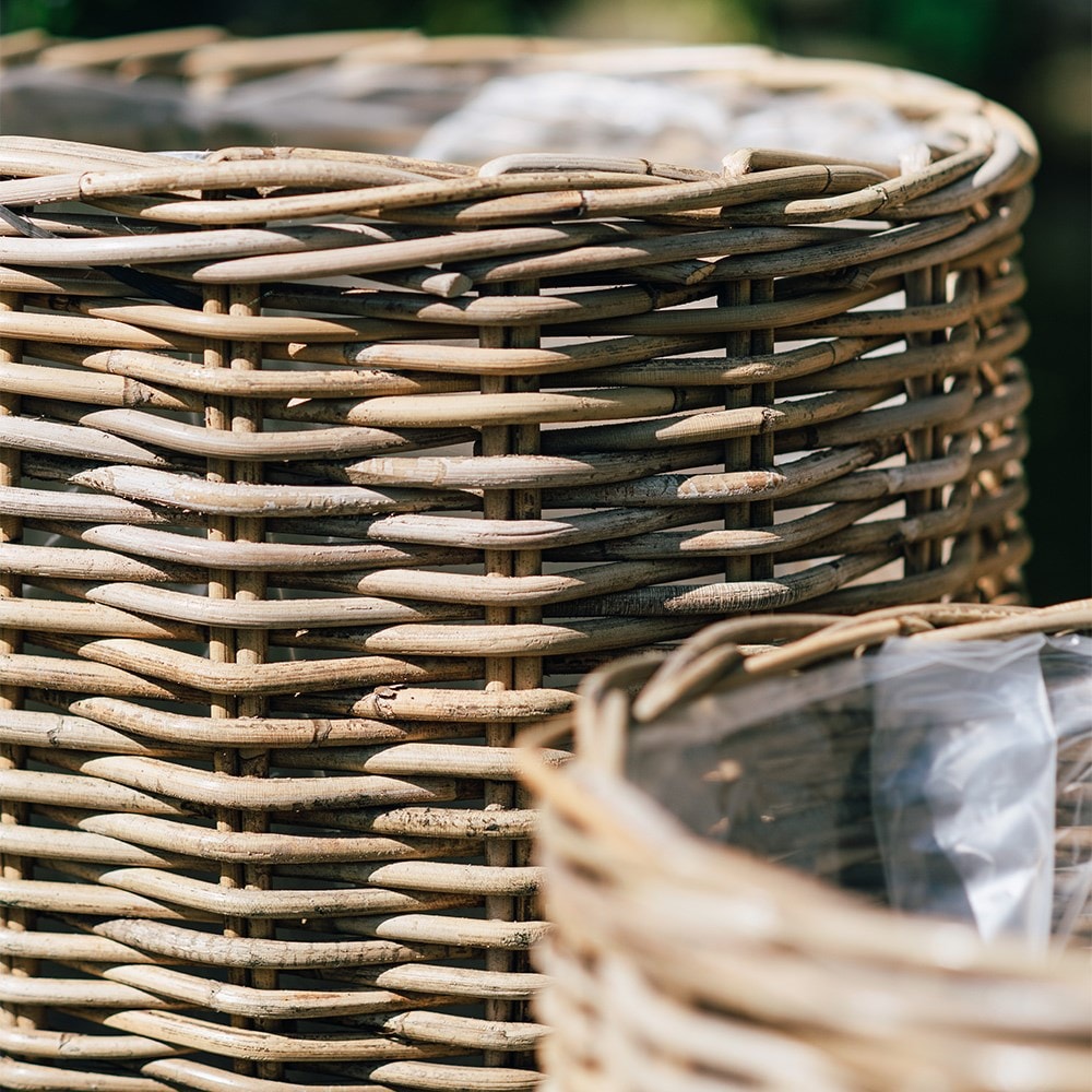 Set of three weatherproof basket planters