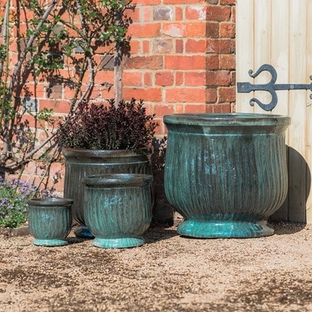 Glazed urn pot in green