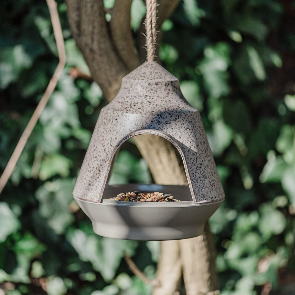 Recycled bamboo bird feeder - green