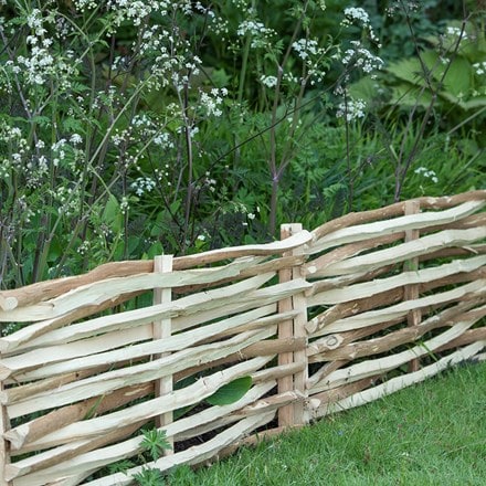Split hazel edging hurdles
